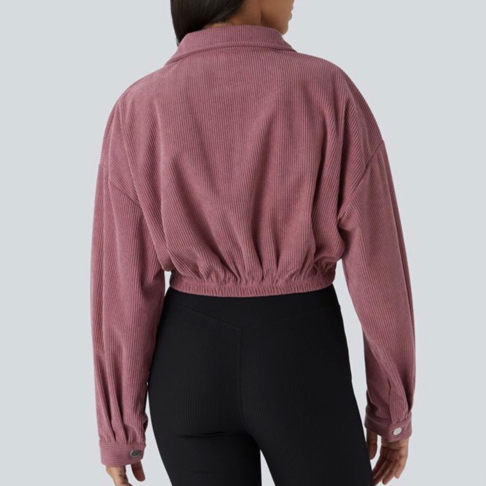 Halara Cropped Corduroy Jacket Deco Rose Pink Size M - Picture 2 of 13